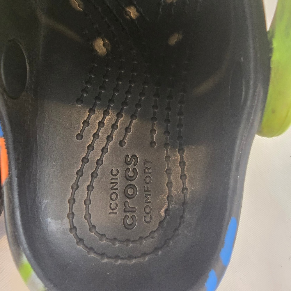 Crocs‎ Kids Classic Clog Lightning Bolt Black Lime Green Size C7 - Picture 7 of 15